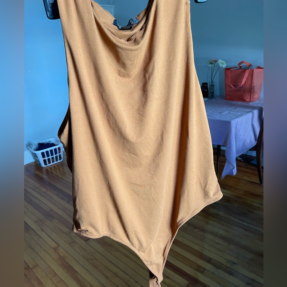 revamped tan/brown tank bodysuit